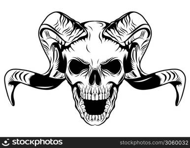 Long horned skull with white background