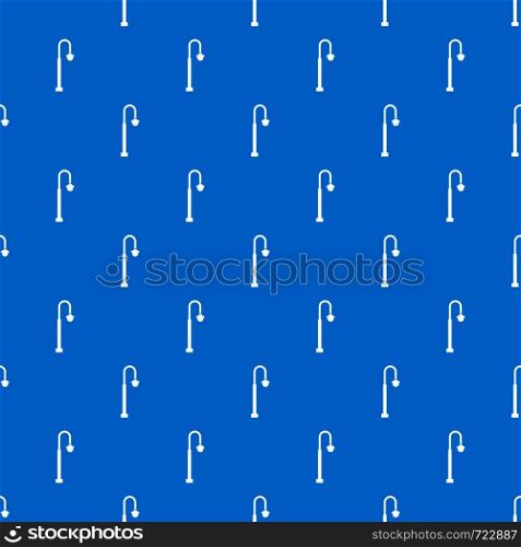 Long lantern pattern repeat seamless in blue color for any design. Vector geometric illustration. Long lantern pattern seamless blue