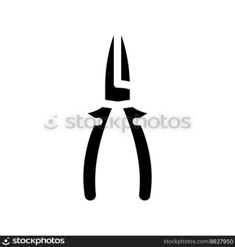 long nose pliers glyph icon vector. long nose pliers sign. isolated symbol illustration. long nose pliers glyph icon vector illustration