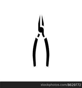 long nose pliers glyph icon vector. long nose pliers sign. isolated symbol illustration. long nose pliers glyph icon vector illustration