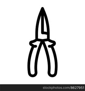 long nose pliers line icon vector. long nose pliers sign. isolated contour symbol black illustration. long nose pliers line icon vector illustration