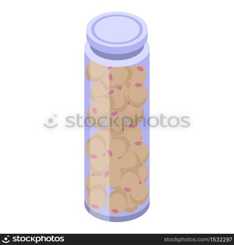 Long olive jar icon. Isometric of long olive jar vector icon for web design isolated on white background. Long olive jar icon, isometric style