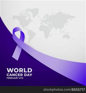 long purple ribbon for world cancer day