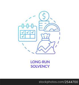 Long run solvency blue gradient concept icon. Assets and liabilities. Government budget balance abstract idea thin line illustration. Isolated outline drawing. Myriad Pro-Bold font used. Long run solvency blue gradient concept icon