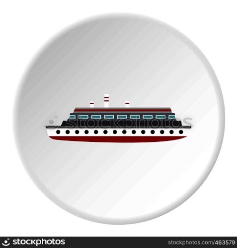 Long ship icon in flat circle isolated vector illustration for web. Long ship icon circle