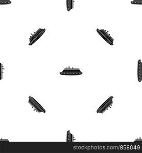 Long ship pattern repeat seamless in black color for any design. Vector geometric illustration. Long ship pattern seamless black