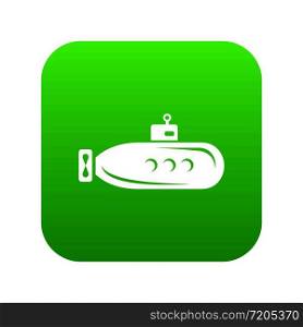 Long submarine icon green vector isolated on white background. Long submarine icon green vector