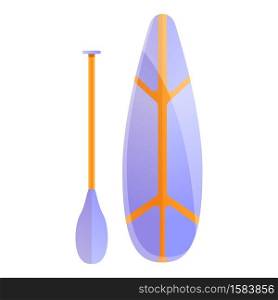 Long sup surfing icon. Cartoon of long sup surfing vector icon for web design isolated on white background. Long sup surfing icon, cartoon style