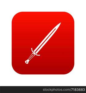 Long sword icon digital red for any design isolated on white vector illustration. Long sword icon digital red