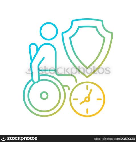 Long-term care insurance gradient linear vector icon. Healthcare financial support. Medical costs cover. Thin line color symbol. Modern style pictogram. Vector isolated outline drawing. Long-term care insurance gradient linear vector icon