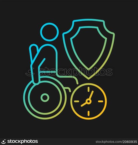 Long-term care insurance gradient vector icon for dark theme. Program of healthcare financial support policy. Thin line color symbol. Modern style pictogram. Vector isolated outline drawing. Long-term care insurance gradient vector icon for dark theme