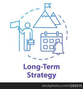 Long-term strategy concept icon. Milestone success. Building goals. Setting clear objective. Successful business. Smart planning idea thin line illustration. Vector isolated outline RGB color drawing