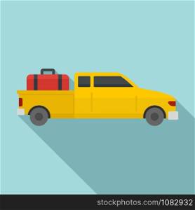Long travel car icon. Flat illustration of long travel car vector icon for web design. Long travel car icon, flat style