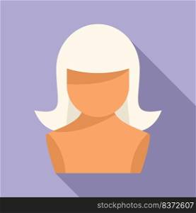 Long wig icon flat vector. Head fashion. Beauty female. Long wig icon flat vector. Head fashion