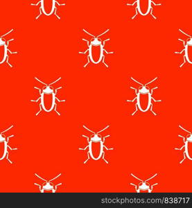 Longhorn beetle grammoptera pattern repeat seamless in orange color for any design. Vector geometric illustration. Longhorn beetle grammoptera pattern seamless