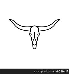 longhorn skull horn animal line icon vector. longhorn skull horn animal sign. isolated contour symbol black illustration. longhorn skull horn animal line icon vector illustration