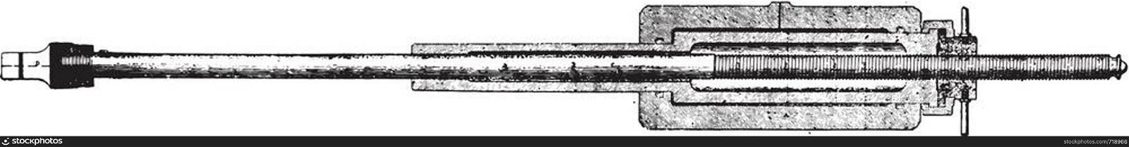 Longitudinal section of the press cylinder, vintage engraved illustration. Industrial encyclopedia E.-O. Lami - 1875.