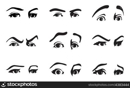 look. Different expression of an eye expressing emotions. A vector illustration