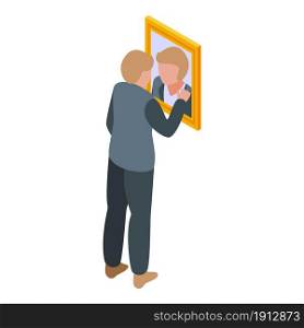 Look in mirror icon isometric vector. Ego narcissism. Selfish egocentric. Look in mirror icon isometric vector. Ego narcissism