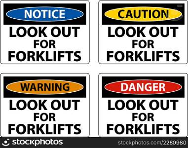 Look Out For Forklifts Sign On White Background