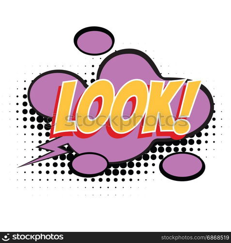 look text comic word. Pop art retro vector illustration. look text ...