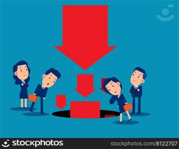 Looking at the arrow symbol falling. Business vector style 