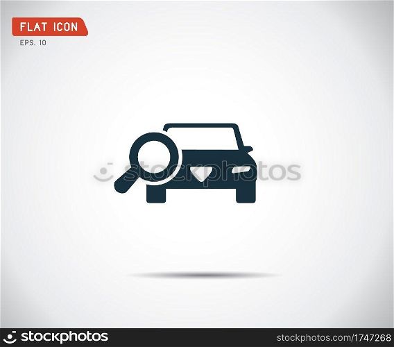 Looking For Car selling icon, magnifying glass search car, logo car deal vector illustration