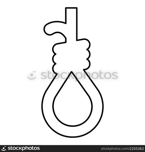 Loop for gallows hangman&rsquo;s noose Rope suicide lynching contour outline line icon black color vector illustration image thin flat style simple. Loop for gallows hangman&rsquo;s noose Rope suicide lynching contour outline line icon black color vector illustration image thin flat style