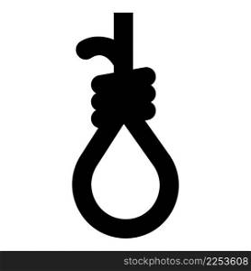 Loop for gallows hangman’s noose Rope suicide lynching icon black color vector illustration image flat style simple. Loop for gallows hangman’s noose Rope suicide lynching icon black color vector illustration image flat style