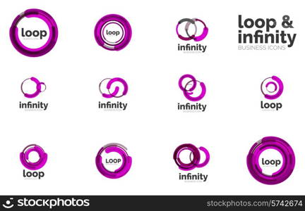 Loop, infinity business icon set, logo abstract design