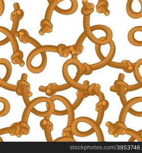 Loop rope seamless pattern. Rope and knot ornament. Retro fabric Texture. Hangman background.&#xA;
