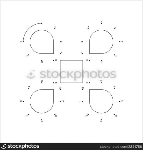Looped Square Icon Connect The Dots, Square With Outward Pointing Loops At Its Corners Vector Art , Puzzle Game Containing A Sequence Of Numbered DotsIllustration