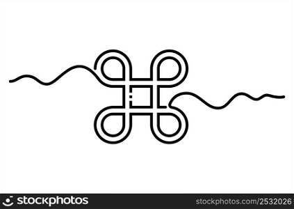 Looped Square Icon, Square With Outward Pointing Loops At Its Corners Vector Art Illustration