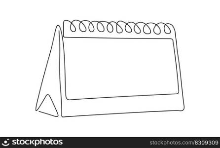 Loose-leaf calendar continuous line drawing. Organizer concept. Leap year.  Vector illustration