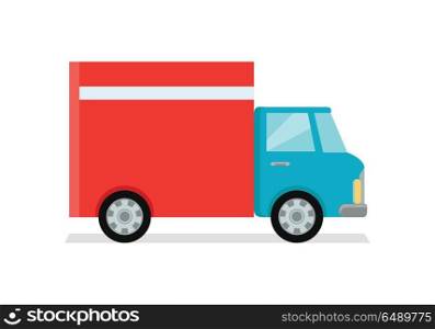 Lorry Truck Worldwide Warehouse Delivering.. Lorry truck worldwide warehouse delivering. Logistics container shipping and distribution. Transportation to any part of world. Overland delivering. Loading and unloading boxes. Vector illustration