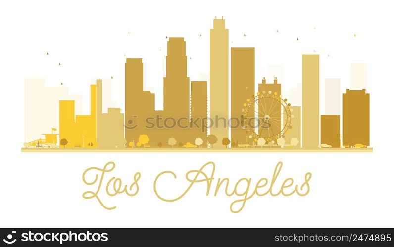 Los Angeles City skyline golden silhouette. Vector illustration. Simple flat concept for tourism presentation, banner, placard or web site. Los Angeles isolated on white background