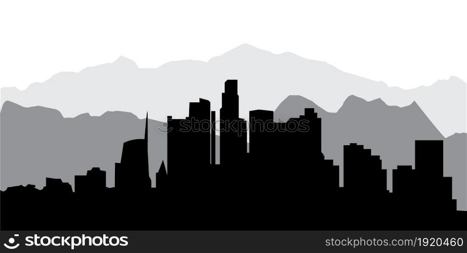 los angeles city skyline illustrationin black and white. los angeles city skyline
