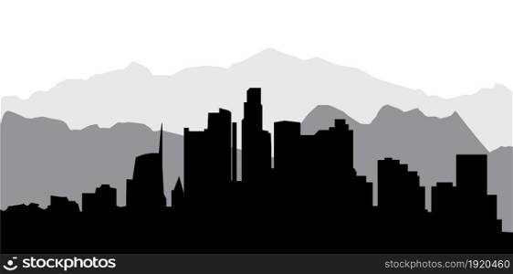 los angeles city skyline illustrationin black and white. los angeles city skyline