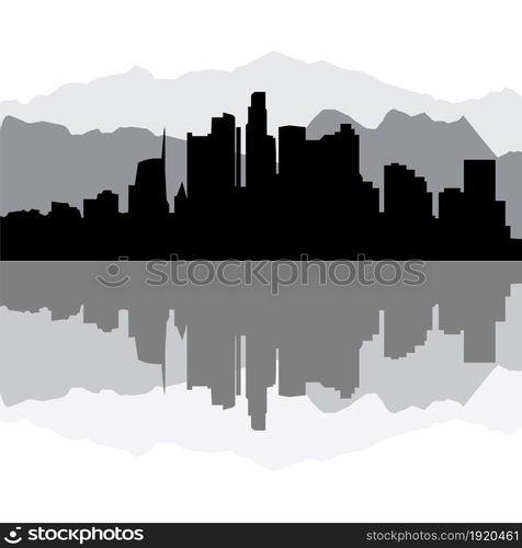 los angeles city skyline illustrationin black and white. los angeles