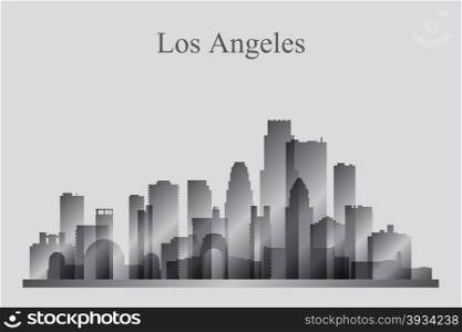 Los Angeles city skyline silhouette in grayscale, vector illustration