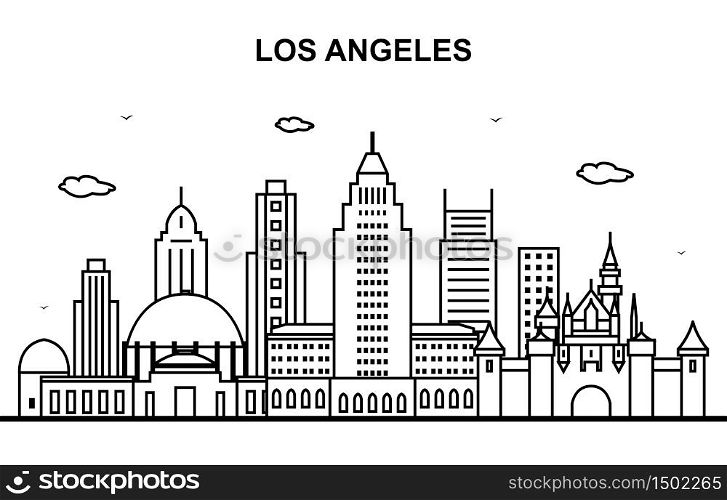 Los Angeles City Tour Cityscape Skyline Line Outline Illustration