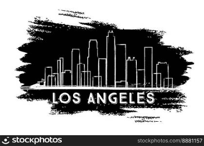Los Angeles Skyline Silhouette. Hand Drawn Sketch. Business Travel and Tourism Concept with Modern Architecture. Image for Presentation Banner Placard and Web Site. Vector Illustration.