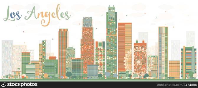 Los Angeles Skyline with Color Buildings. Vector Illustration