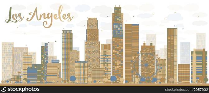 Los Angeles Skyline with Grey Buildings and Blue Sky. Vector Illustration