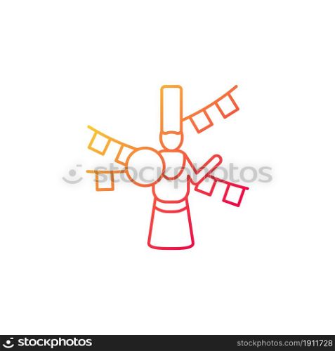 Losar celebration gradient linear vector icon. Tibetan New year. Traditional festival of prayers. Masked dances. Thin line color symbol. Modern style pictogram. Vector isolated outline drawing. Losar celebration gradient linear vector icon