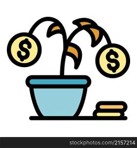 Loss money plant icon. Outline loss money plant vector icon color flat isolated. Loss money plant icon color outline vector