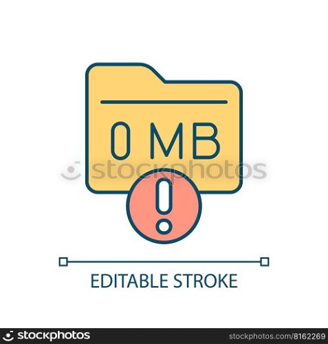 Loss of data RGB color icon. Prevent data destruction. Digital memory storage. Deleted files and information. Isolated vector illustration. Simple filled line drawing. Editable stroke. Loss of data RGB color icon