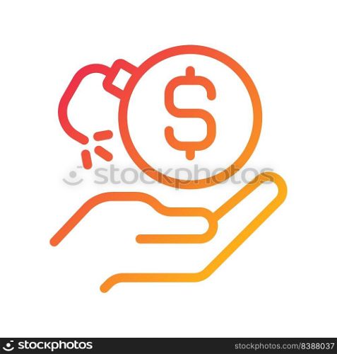 Loss of money pixel perfect gradient linear vector icon. Financial risk. Bankruptcy case. Dealing with debt. Thin line color symbol. Modern style pictogram. Vector isolated outline drawing. Loss of money pixel perfect gradient linear vector icon