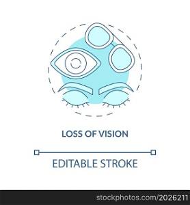 Loss of vision blue concept icon. One major side effect. Negative reaction after lasik eye surgery abstract idea thin line illustration. Vector isolated outline color drawing. Editable stroke. Loss of vision blue concept icon