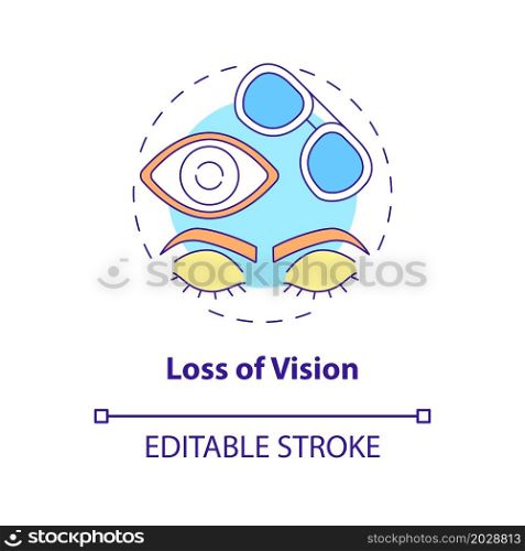 Loss of vision concept icon. One of major side effects and risks after lasik eye surgery abstract idea thin line illustration. Vector isolated outline color drawing. Editable stroke. Loss of vision concept icon
